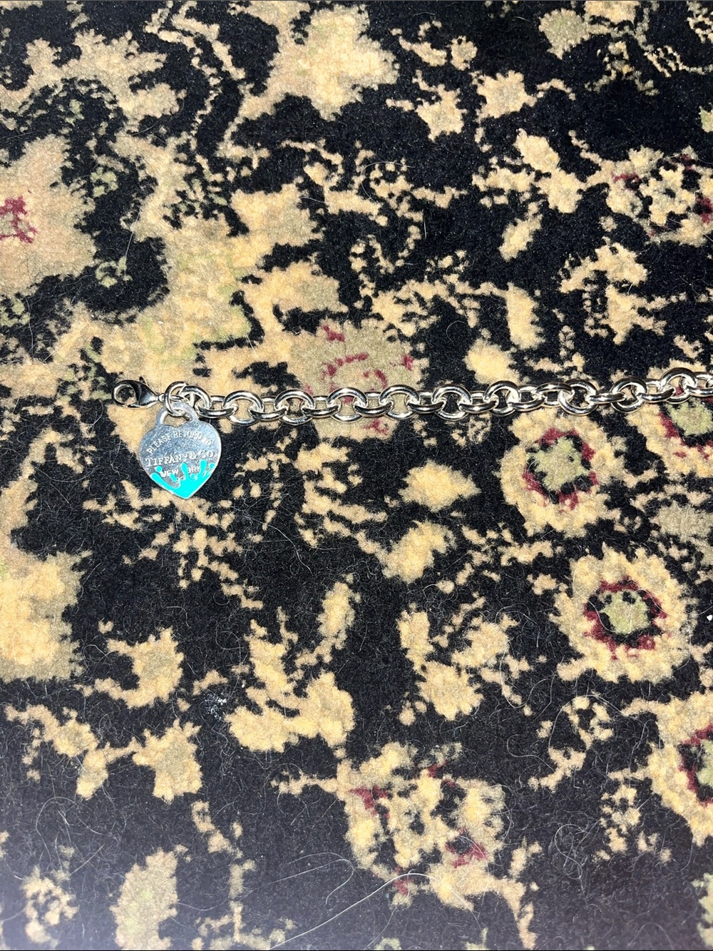 Sterling Silver Heart Tag Charm Bracelet - Silver